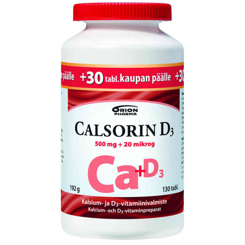 Calsorin D3 500 mg + 20 mikrog 100 + 30 tablettia *