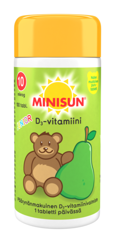 Minisun D3-vitamiini Junior 10 mikrog Nalle päärynä