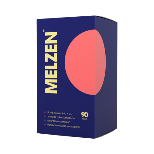 Melzen melatoniini 1,9 mg + B6 mansikka 90 purutablettia (TUOTE POISTUNUT)