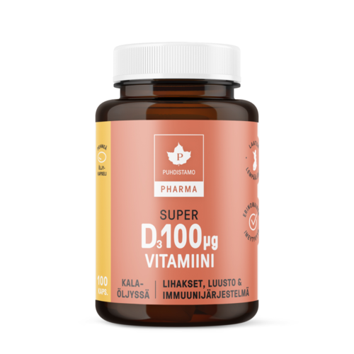 Puhdistamo Pharma Super D-vitamiini 100 mikrog 100 kapselia