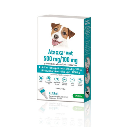 Ataxxa Vet 500/100 mg paikallisvaleluliuos (4-10 kg painaville)