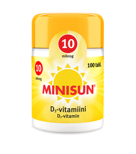 Minisun D-vitamiini 10 µg 100 tablettia