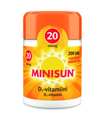 Minisun D-vitamiini 20 µg 200 tablettia