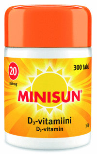 Minisun D-vitamiini 20 mikrog 300 tablettia