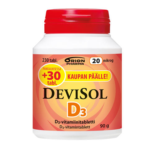 DeviSol D-vitamiini 20 µg 230 tablettia KAMPANJAPAKKAUS *