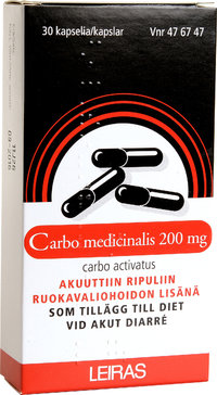 Carbo Medicinalis 200 mg 30 kapselia
