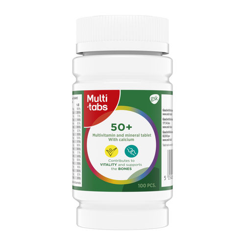 Multi-tabs 50+ monivitamiini+kalsium 100 tablettia