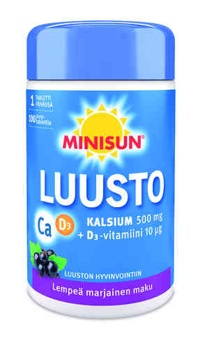 Minisun Luusto Kalsium + D3 10 mikrog 100 purutablettia