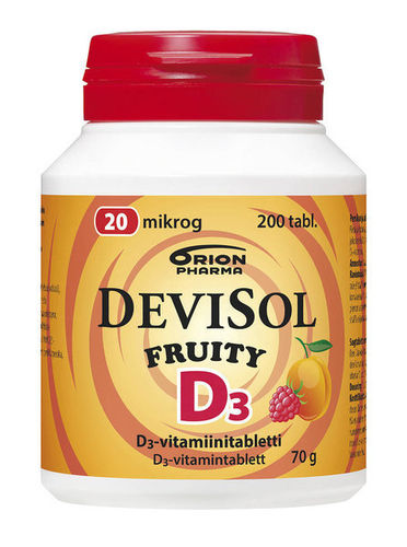 DeviSol Fruity D-vitamiini 20 mikrog 200 tablettia *