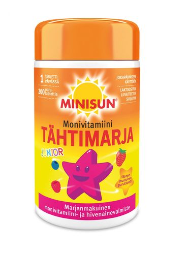 Minisun Multivitamin Junior Tähtimarja 200 tablettia