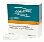 Zaditen 0,25 mg/ml silmätipat 20 kertakäyttöpipettiä