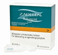 Zaditen 0,25 mg/ml silmätipat 20 kertakäyttöpipettiä