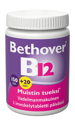 Bethover B12-vitamiini 150 + 20 purutablettia kampanjapakkaus