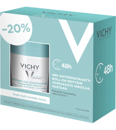 Vichy Antiperspirantti roll-on turkoosi 48 H tuplapakkaus 2 x 50 ml