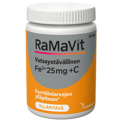 RaMaVit rauta 25 mg + C-vitamiini 60 tablettia