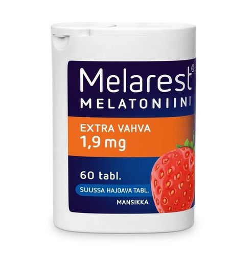 Melarest Extra Vahva 1,9 mg Mansikka 60 suussa hajoavaa tablettia