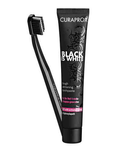 Curaprox Black is White hammastahna 90 ml + hammasharja