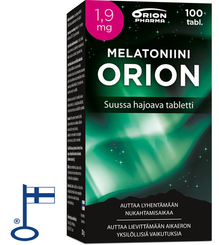 Melatoniini Orion 1,9 mg 100 suussa hajoavaa tablettia *