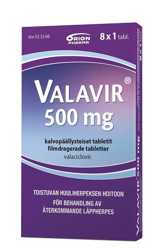 Valavir 500 mg 8 tablettia