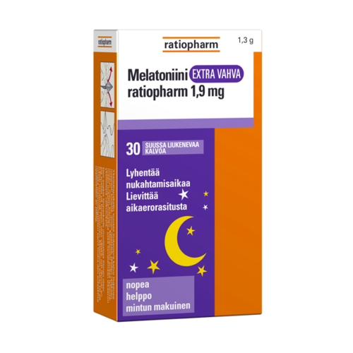 Melatoniini Extra Vahva ratiopharm 1,9 mg 30 suussa liukenevaa kalvoa