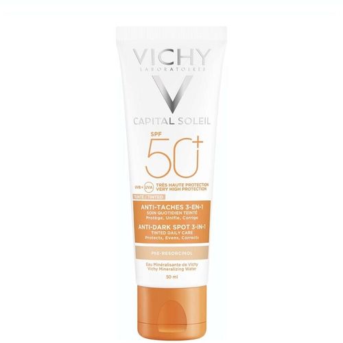 Vichy Capital Soleil Anti-Dark Spots sävytetty aurinkosuojavoide kasvoille SPF50+ 50 ml