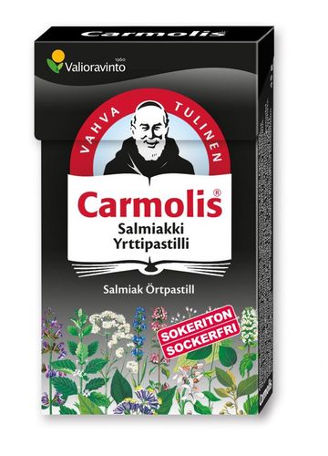 Carmolis Salmiakki Yrttipastilli 45 g (sokeriton)