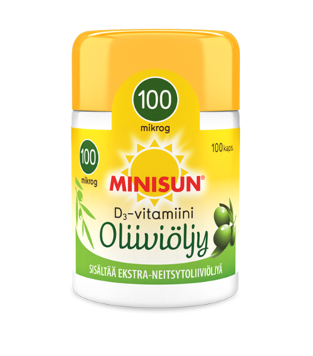 Minisun D3-vitamiini Oliiviöljy 100 µg 100 kapselia