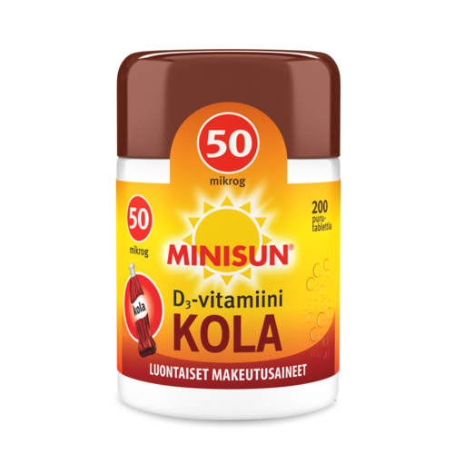 Minisun Kola D3-vitamiini 50 mikrog 200 purutablettia