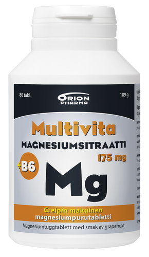 Multivita Magnesiumsitraatti Vahva + B6 Greippi 80 purutablettia *