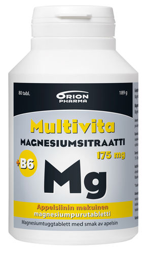 Multivita Magnesiumsitraatti Vahva + B6 Appelsiini 80 tablettia *