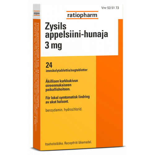 Zysils appelsiini-hunaja 3 mg 24 imeskelytablettia