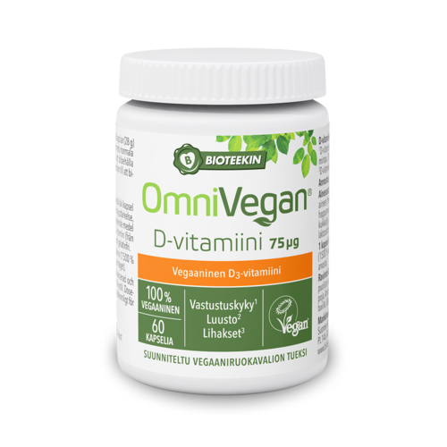 OmniVegan D-vitamiini 75 mikrog 60 kapselia