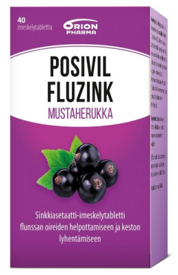 Posivil Fluzink Mustaherukka 40 imeskelytablettia *