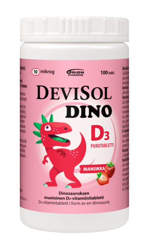 DeviSol Dino Mansikka D-vitamiini 10 µg 100 tablettia *