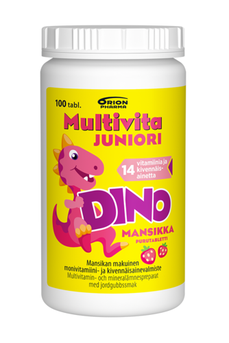Multivita Juniori Dino Mansikka 100 tablettia *