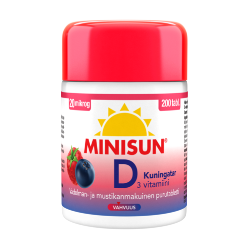 Minisun Kuningatar D3-vitamiini 20 µg 200 purutablettia