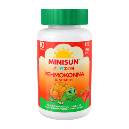 Minisun Pehmokonna Mansikka D3-vitamiini 10 µg 60 purutablettia