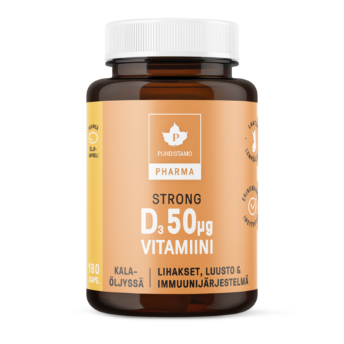 Puhdistamo Pharma Strong D-vitamiini 50 mikrog 180 kapselia