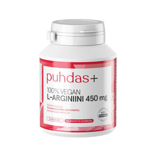 Puhdas+ L-arginiini 450 mg 60 kapselia