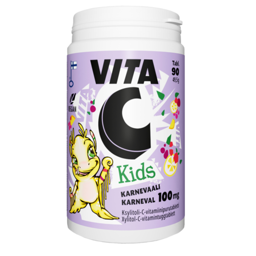 Vita C Kids Karnevaali 100 mg 90 purutablettia