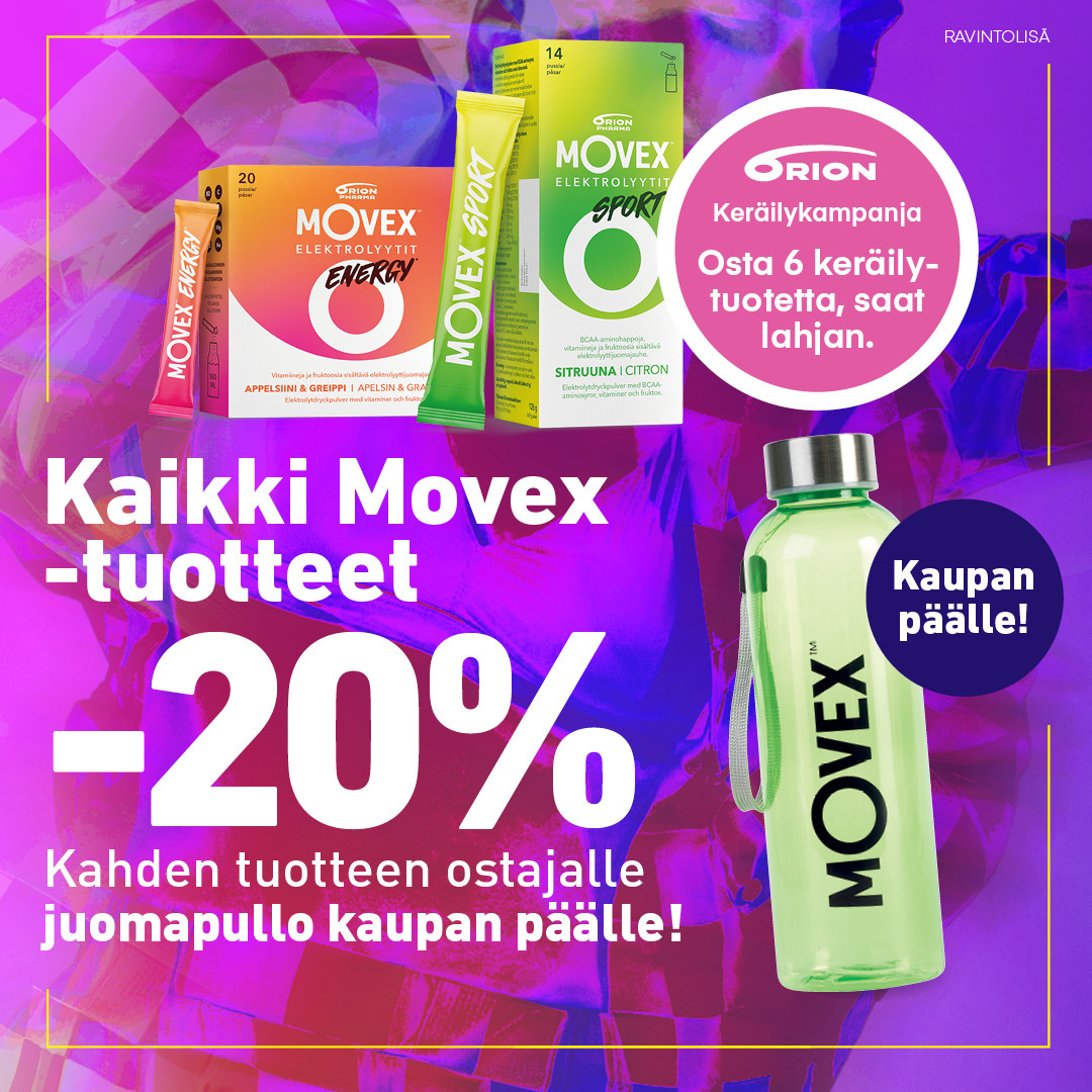 Osta Movex Elektrolyyttijuomajauhe ja saat juomapullon!